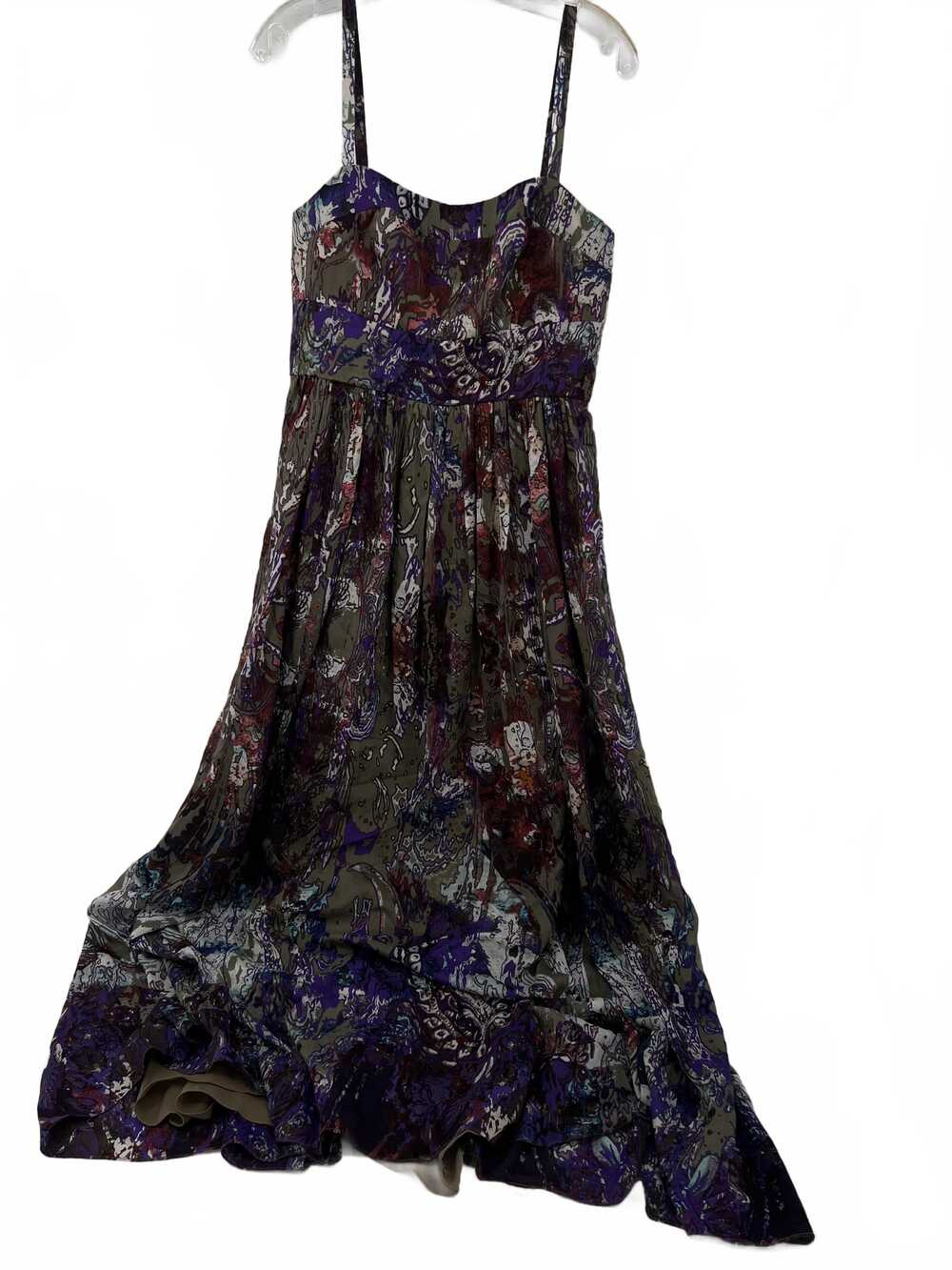 Suzi Chin for Maggie boutique Maxi Dress Floral Purple Green | Size 10 Regular